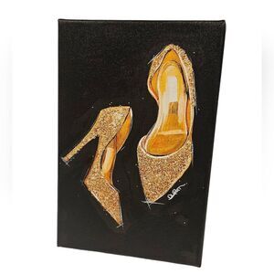Gold Bling Heel Canvas Picture